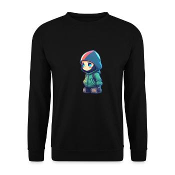 Cool cartoon hacker - Unisex Sweatshirt - black - Front - Alina (178cm) & Michal (187cm)
