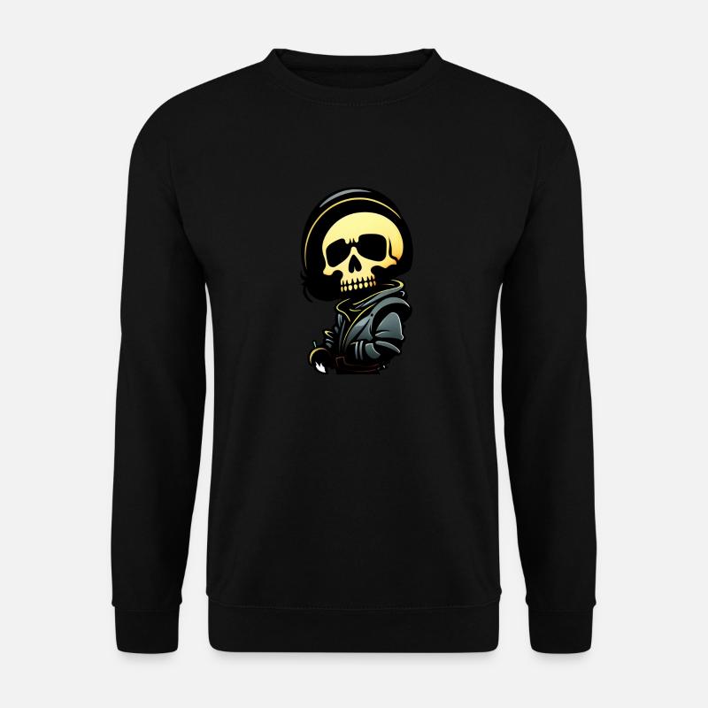 Squelett Biker-Karikatur - Unisex Pullover - Schwarz