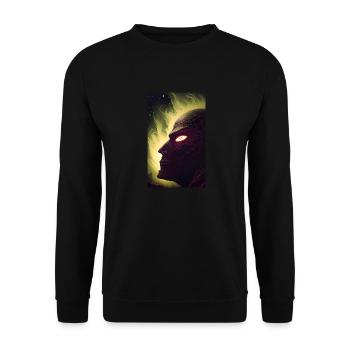 Alien | UFO | Raumschiff | UAP | außerirdische - Unisex Pullover - Schwarz - Vorne - Alina (178cm) & Michal (187cm)