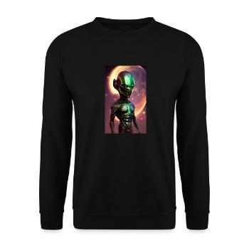 Alien | UFO | Raumschiff | UAP | außerirdische - Unisex Pullover - Schwarz - Vorne - Alina (178cm) & Michal (187cm)