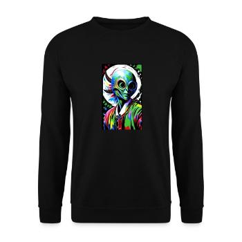 Alien | UFO | Spaceship | UAP | alien - Unisex Sweatshirt - black - Front - Alina (178cm) & Michal (187cm)