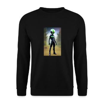 Alien | UFO | Spaceship | UAP | alien - Unisex Sweatshirt - black - Front - Alina (178cm) & Michal (187cm)