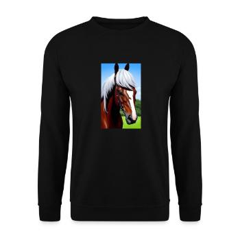 Cheval | Équitation | Animal | Monture | Coloré - Sweat-shirt Unisexe - noir - Devant - Alina (178cm) & Michal (187cm)