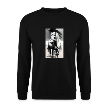Pferd | reiten | Tier | Reittier | Bunt - Unisex Pullover - Schwarz - Vorne - Alina (178cm) & Michal (187cm)