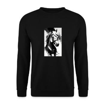 Cheval | Équitation | Animal | Monture | Coloré - Sweat-shirt Unisexe - noir - Devant - Alina (178cm) & Michal (187cm)