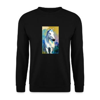 Cheval | Équitation | Animal | Monture | Coloré - Sweat-shirt Unisexe - noir - Devant - Alina (178cm) & Michal (187cm)