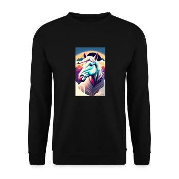 Cheval | Équitation | Animal | Monture | Coloré - Sweat-shirt Unisexe - noir - Devant - Alina (178cm) & Michal (187cm)