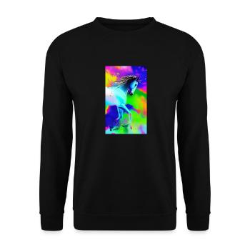 Cheval | Équitation | Animal | Monture | Coloré - Sweat-shirt Unisexe - noir - Devant - Alina (178cm) & Michal (187cm)