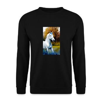 Pferd | reiten | Tier | Reittier | Bunt - Unisex Pullover - Schwarz - Vorne - Alina (178cm) & Michal (187cm)