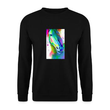 Cheval | Équitation | Animal | Monture | Coloré - Sweat-shirt Unisexe - noir - Devant - Alina (178cm) & Michal (187cm)