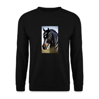 Cheval | Équitation | Animal | Monture | Coloré - Sweat-shirt Unisexe - noir - Devant - Alina (178cm) & Michal (187cm)