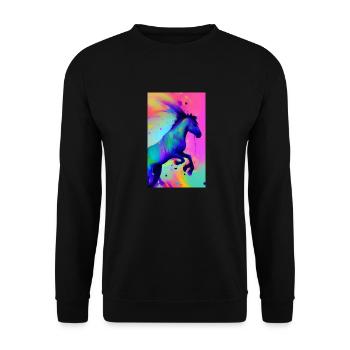 Cheval | Équitation | Animal | Monture | Coloré - Sweat-shirt Unisexe - noir - Devant - Alina (178cm) & Michal (187cm)