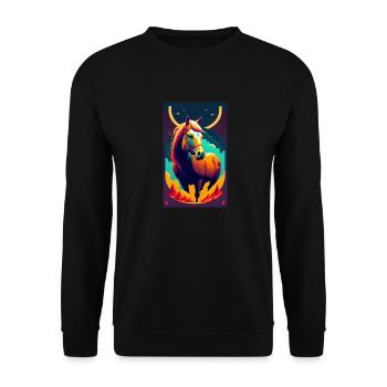 Cheval | Équitation | Animal | Monture | Coloré - Sweat-shirt Unisexe - noir - Devant - Alina (178cm) & Michal (187cm)