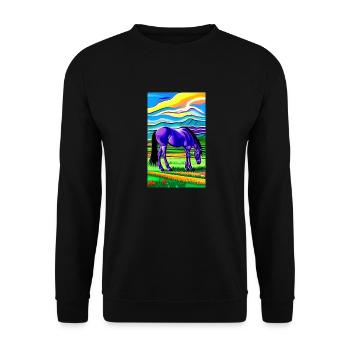 Horse | Horseback riding | Animal | Mount | Colorful - Unisex Sweatshirt - black - Front - Alina (178cm) & Michal (187cm)