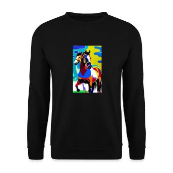 Horse | Horseback riding | Animal | Mount | Impressionism - Unisex Sweatshirt - black - Front - Alina (178cm) & Michal (187cm)