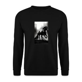 Cheval | Équitation | Animal | Monture | Coloré - Sweat-shirt Unisexe - noir - Devant - Alina (178cm) & Michal (187cm)