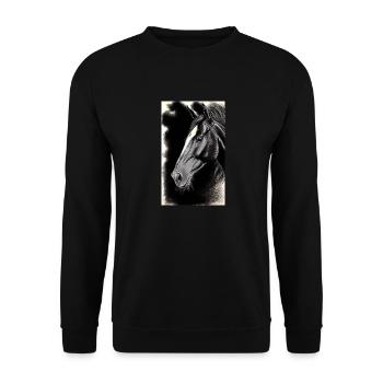 Pferd | reiten | Tier | Reittier | Bunt - Unisex Pullover - Schwarz - Vorne - Alina (178cm) & Michal (187cm)