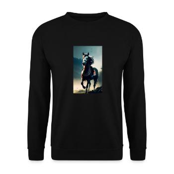 Pferd | reiten | Tier | Reittier | Bunt - Unisex Pullover - Schwarz - Vorne - Alina (178cm) & Michal (187cm)