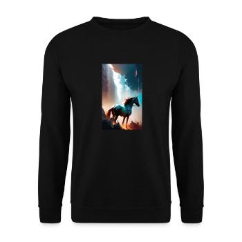 Cheval | Équitation | Animal | Monture | Coloré - Sweat-shirt Unisexe - noir - Devant - Alina (178cm) & Michal (187cm)