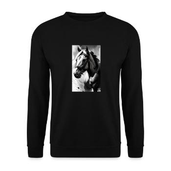 Pferd | reiten | Tier | Reittier | Bunt - Unisex Pullover - Schwarz - Vorne - Alina (178cm) & Michal (187cm)