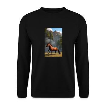 Cheval | Équitation | Animal | Monture | Coloré - Sweat-shirt Unisexe - noir - Devant - Alina (178cm) & Michal (187cm)