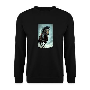 Cheval | Équitation | Animal | Monture | Coloré - Sweat-shirt Unisexe - noir - Devant - Alina (178cm) & Michal (187cm)