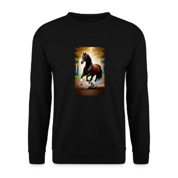 Pferd | reiten | Tier | Reittier | Bunt - Unisex Pullover - Schwarz - Vorne - Alina (178cm) & Michal (187cm)