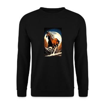 Pferd | reiten | Tier | Reittier | Bunt - Unisex Pullover - Schwarz - Vorne - Alina (178cm) & Michal (187cm)