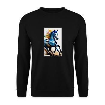 Cheval | Équitation | Animal | Monture | Coloré - Sweat-shirt Unisexe - noir - Devant - Alina (178cm) & Michal (187cm)