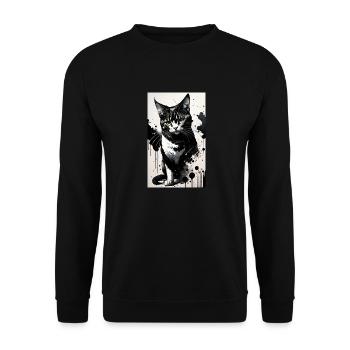 Katze | Haustier | Katzenfan - Unisex Pullover - Schwarz - Vorne - Alina (178cm) & Michal (187cm)