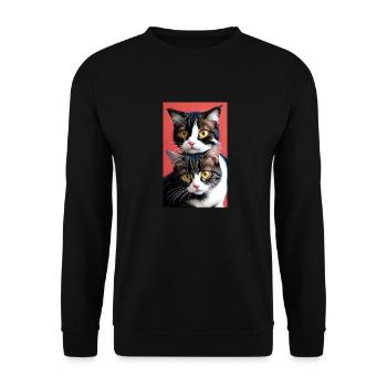 Chat | Animal de compagnie | Fan de chat | mignon | Chaton - Sweat-shirt Unisexe - noir - Devant - Alina (178cm) & Michal (187cm)