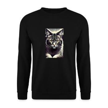 Chat | Animal de compagnie | Fan de chat | mignon | Chaton - Sweat-shirt Unisexe - noir - Devant - Alina (178cm) & Michal (187cm)