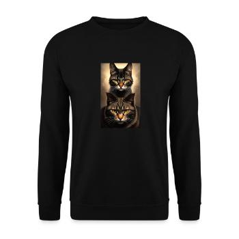 Chat | Animal de compagnie | Fan de chat | mignon | Chaton - Sweat-shirt Unisexe - noir - Devant - Alina (178cm) & Michal (187cm)
