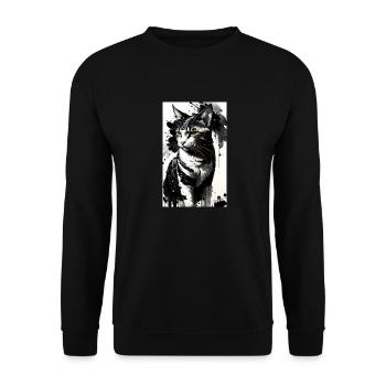 Chat | Animal de compagnie | Fan de chat | mignon | Chaton - Sweat-shirt Unisexe - noir - Devant - Alina (178cm) & Michal (187cm)