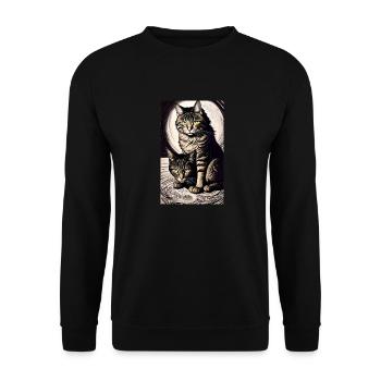 Chat | Animal de compagnie | Fan de chat | mignon | Chaton - Sweat-shirt Unisexe - noir - Devant - Alina (178cm) & Michal (187cm)
