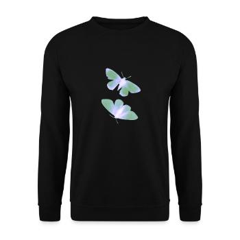 Schmetterling grün/blau - Unisex Pullover - Schwarz - Vorne - Alina (178cm) & Michal (187cm)