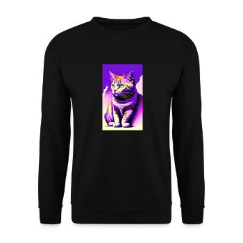 Chat | Animal de compagnie | Fan de chat | mignon | Chaton - Sweat-shirt Unisexe - noir - Devant - Alina (178cm) & Michal (187cm)