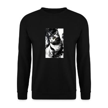 Chat | Animal de compagnie | Fan de chat | mignon | Chaton - Sweat-shirt Unisexe - noir - Devant - Alina (178cm) & Michal (187cm)