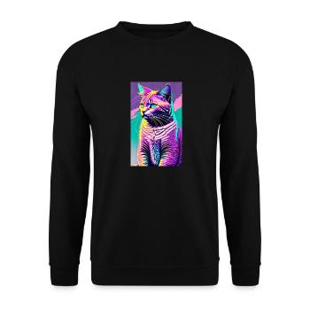 Chat | Animal de compagnie | Fan de chat | mignon | Chaton - Sweat-shirt Unisexe - noir - Devant - Alina (178cm) & Michal (187cm)