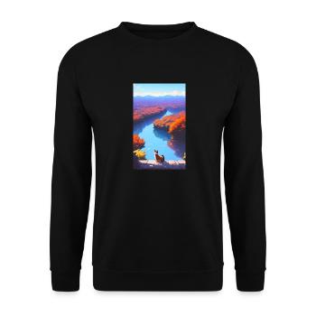 Cat | Pet | Cat Fan | Anime | Kitten - Unisex Sweatshirt - black - Front - Alina (178cm) & Michal (187cm)