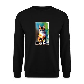 Chat | Animal de compagnie | Fan de chat | mignon | Chaton - Sweat-shirt Unisexe - noir - Devant - Alina (178cm) & Michal (187cm)