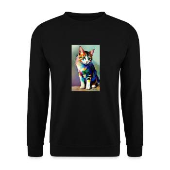 Chat | Animal de compagnie | Fan de chat | mignon | Chaton - Sweat-shirt Unisexe - noir - Devant - Alina (178cm) & Michal (187cm)