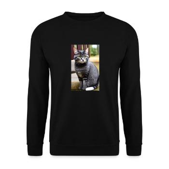 Chat | Animal de compagnie | Fan de chat | mignon | Chaton - Sweat-shirt Unisexe - noir - Devant - Alina (178cm) & Michal (187cm)