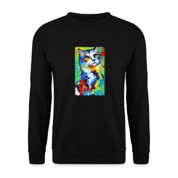 Chat | Animal de compagnie | Fan de chat | mignon | Chaton - Sweat-shirt Unisexe - noir - Devant - Alina (178cm) & Michal (187cm)