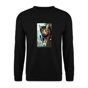 Chat | Animal de compagnie | Fan de chat | mignon | Chaton - Sweat-shirt Unisexe - noir - Devant - Alina (178cm) & Michal (187cm)