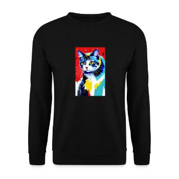 Chat | Animal de compagnie | Fan de chat | mignon | Chaton - Sweat-shirt Unisexe - noir - Devant - Alina (178cm) & Michal (187cm)