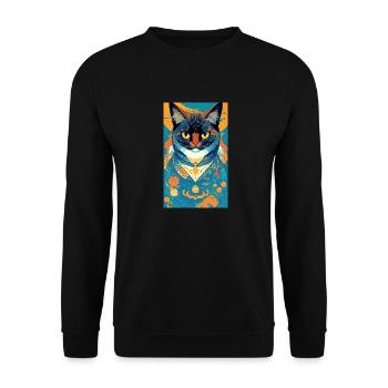 Chat | Animal de compagnie | Fan de chat | mignon | Chaton - Sweat-shirt Unisexe - noir - Devant - Alina (178cm) & Michal (187cm)