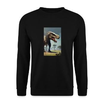 Dinosaurier | T-Rex | Tyrannosaurus - Unisex Pullover - Schwarz - Vorne - Alina (178cm) & Michal (187cm)