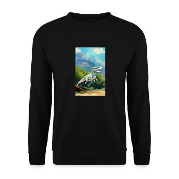 Dinosaurier | T-Rex | Tyrannosaurus - Unisex Pullover - Schwarz - Vorne - Alina (178cm) & Michal (187cm)