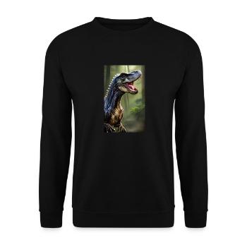 Dinosaures | T-Rex | Tyrannosaure - Sweat-shirt Unisexe - noir - Devant - Alina (178cm) & Michal (187cm)